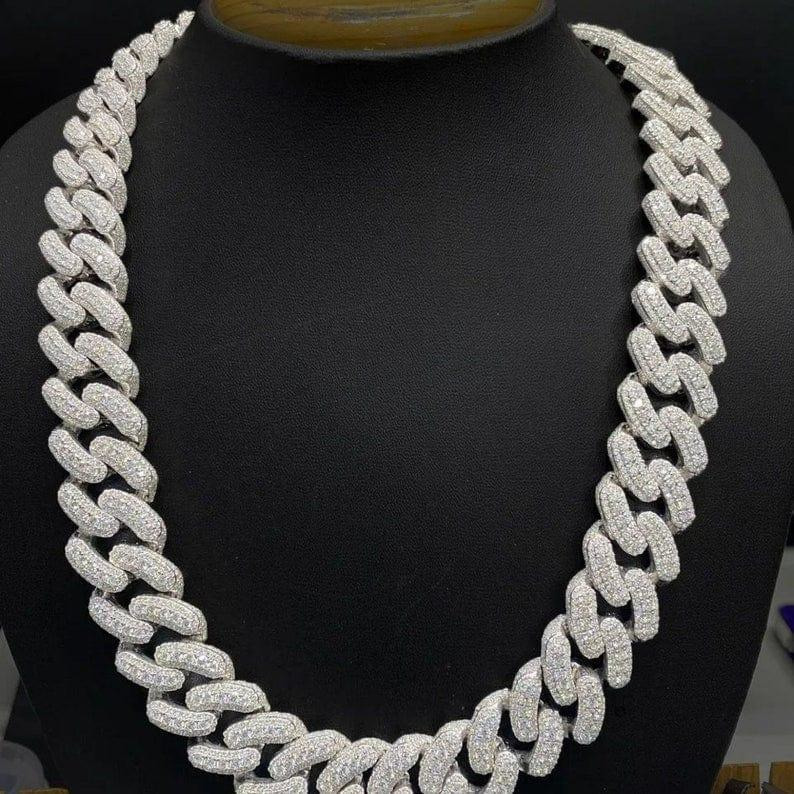 20mm Moissanite Cuban Chain Pass Diamond Tester Miami Necklace Mens Iced Out Cunban Link Chain