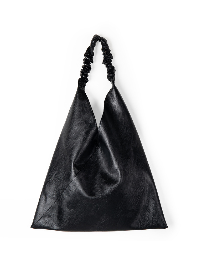 2025 New Korean Niche High-Quality Textured Pleated Oiled Wax Leather One-Shoulder Armpit Suitable For Commuting And Leisure Large-Capacity Tote Bag