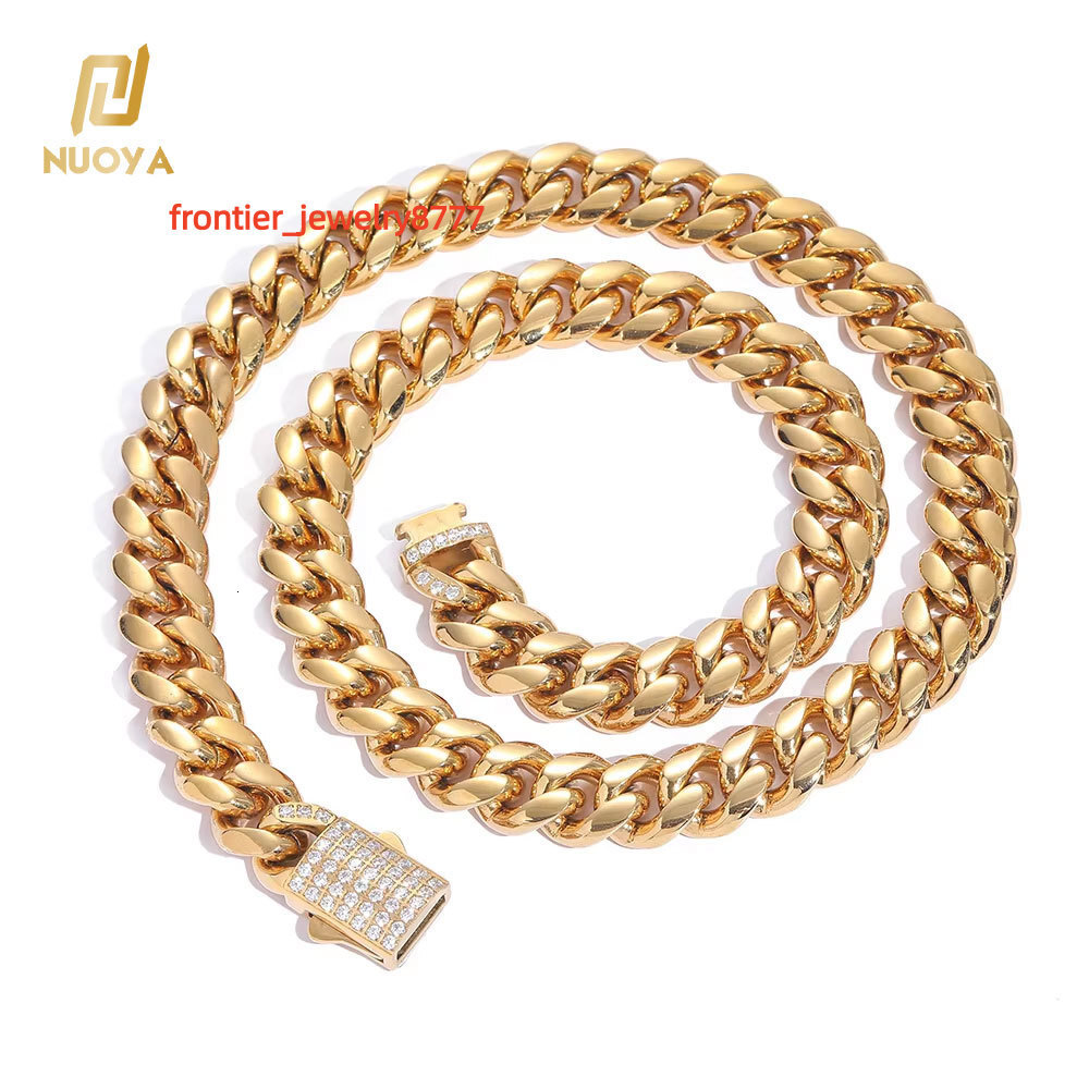 NUOYA Miami Cuban Link Necklace 18K Gold Plated Stainless Steel Chain High Quality Hip Hop Jewelry for Men