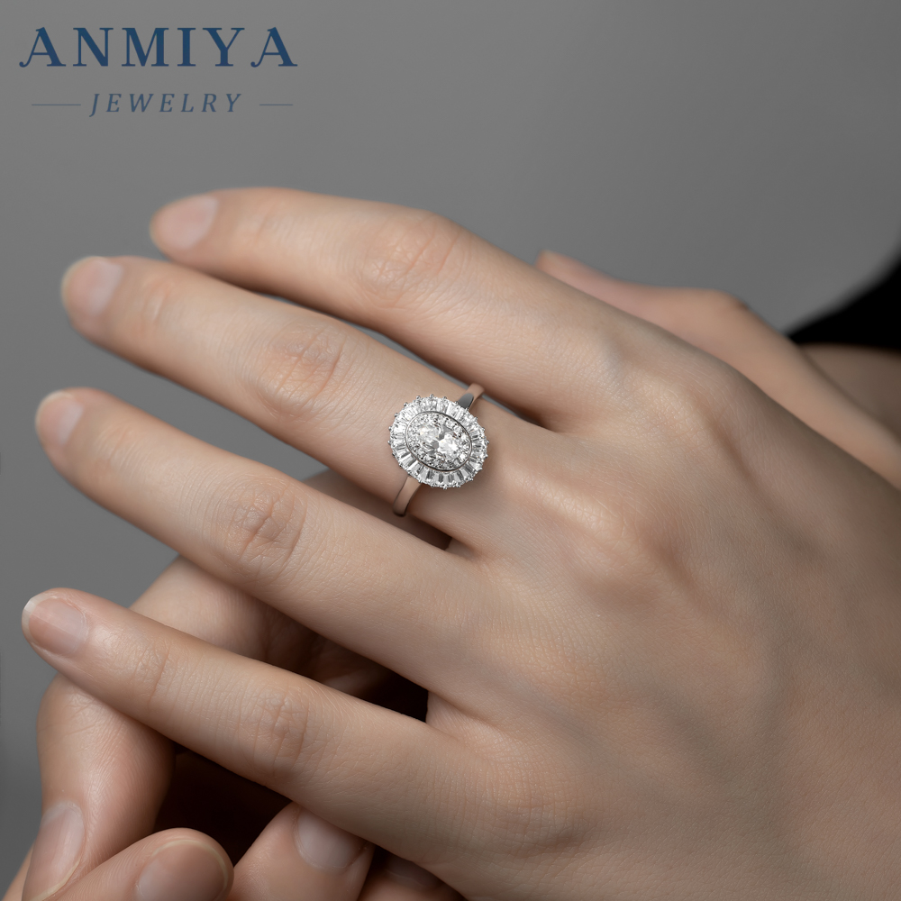 Festival Silver Jewelry - Eye-catching 925 Sterling Silver Moissanite Cluster Ring for Christmas/New Year Celebration