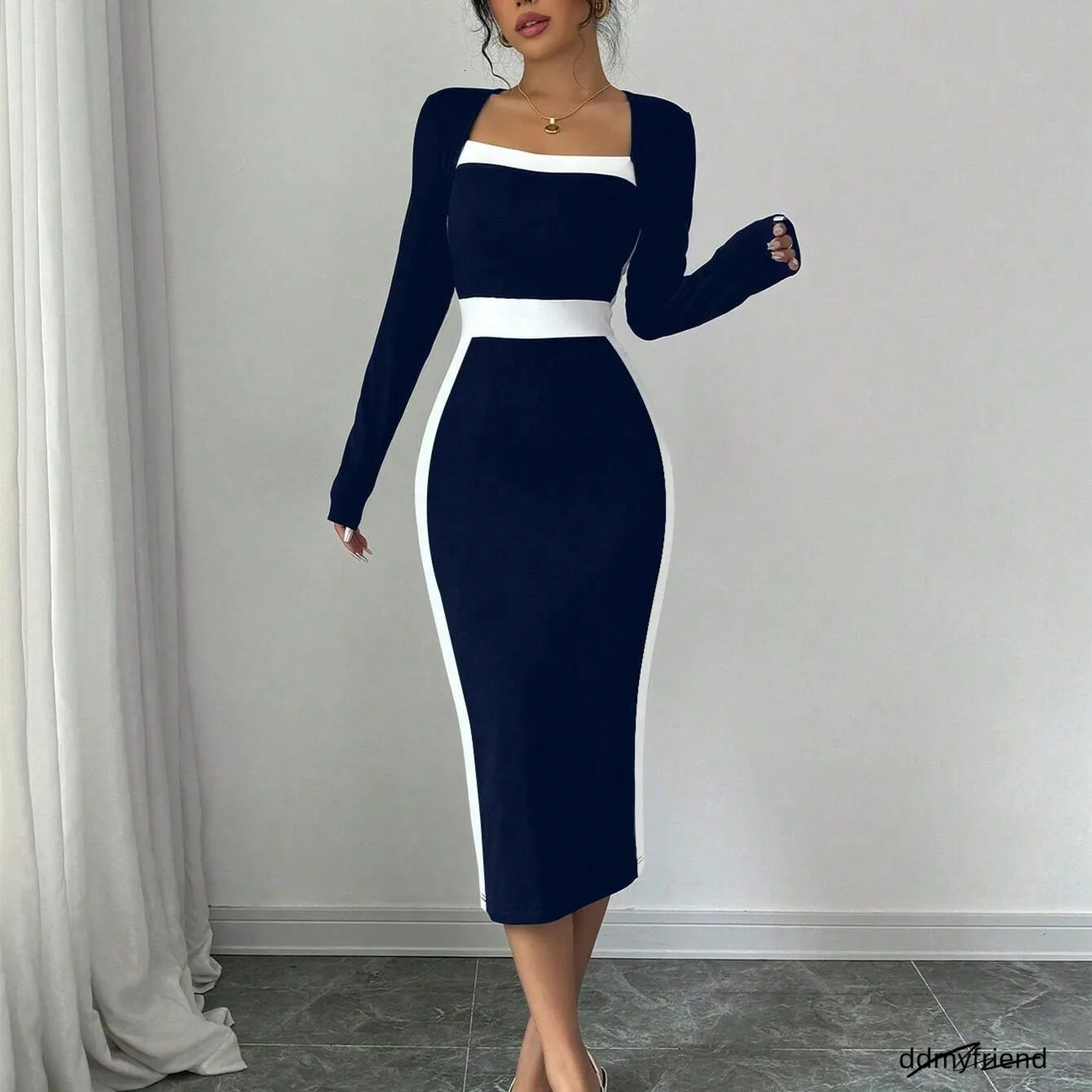 Free Shipping Designer For Women Casual Minimalist Dress Slim Fit And Slimming Mid Length Skirt ddmyfriend