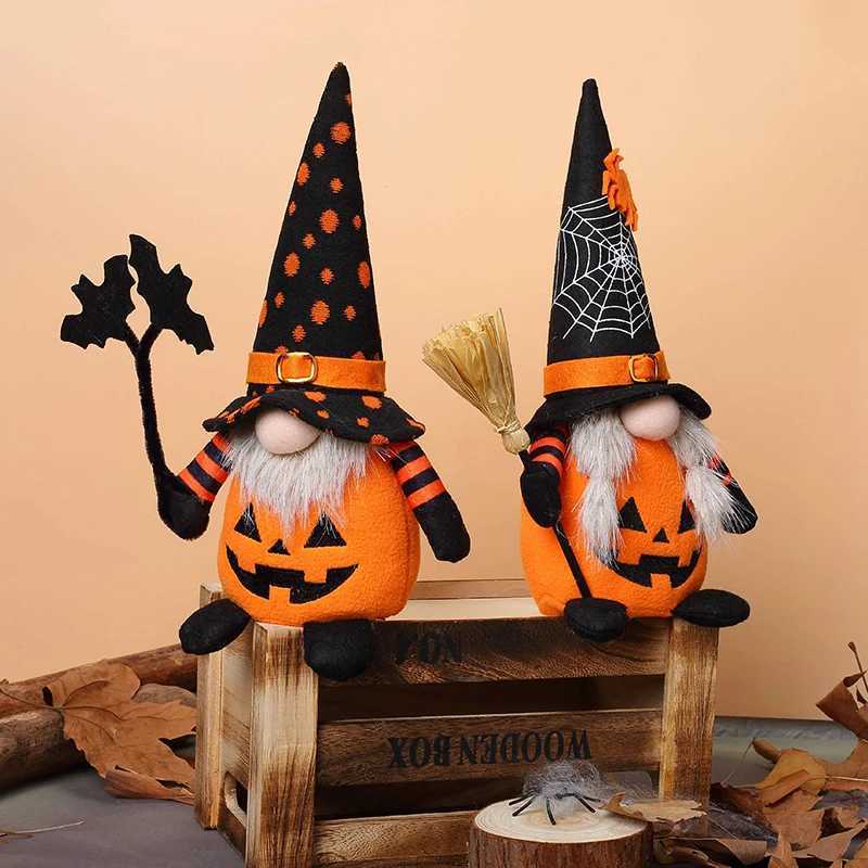 Halloween DecorationsHandmade Pumpkin Bat Ornaments Swedish Tomte Nordic Plush Elf Doll Nisse Adorable C250919
