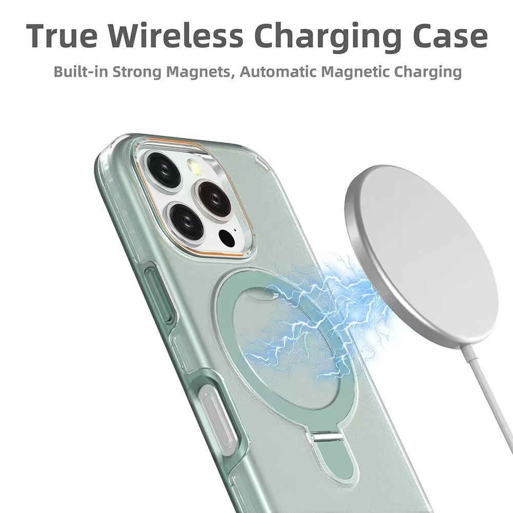 Magnetic Stand Two Layer Protection Phone Case for iPhone 17 Pro max Air 16 15 plus Metal Ring Holder Cover