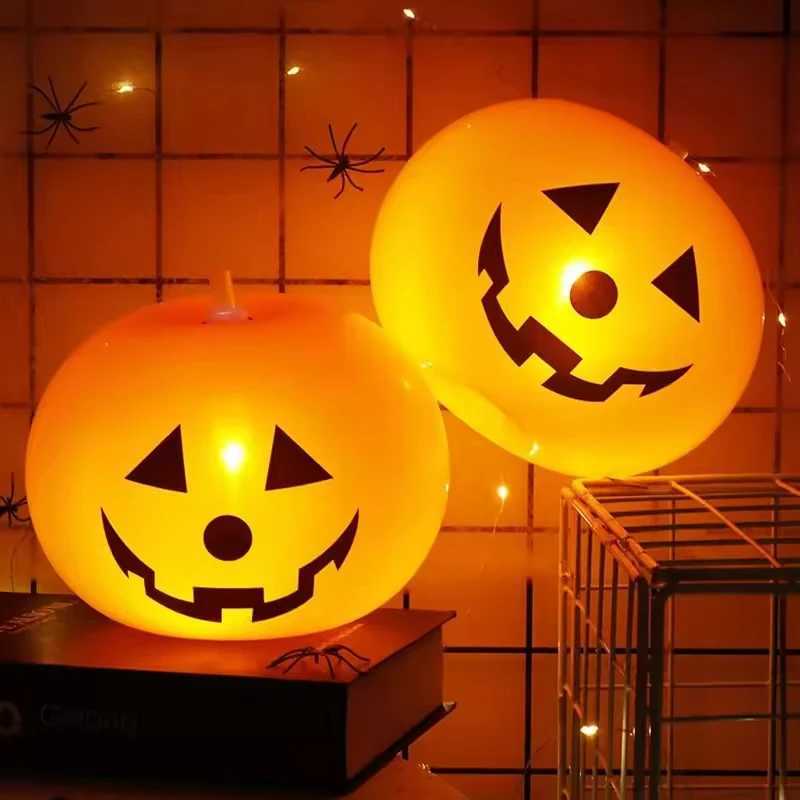 510pcs Halloween Pumpkin LED Luminous Latex Balloon Halloween Decoration Home Outdoor Halloween Pumpkin Decoration C250919
