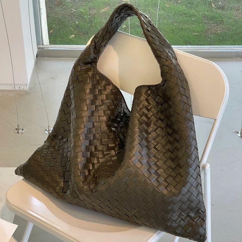 Designer Olive Green Brown Suede Tote Large Hop Shoulder Bags Woven Calfskin Leather Internal Zippered Pocket Flap Closure Secured