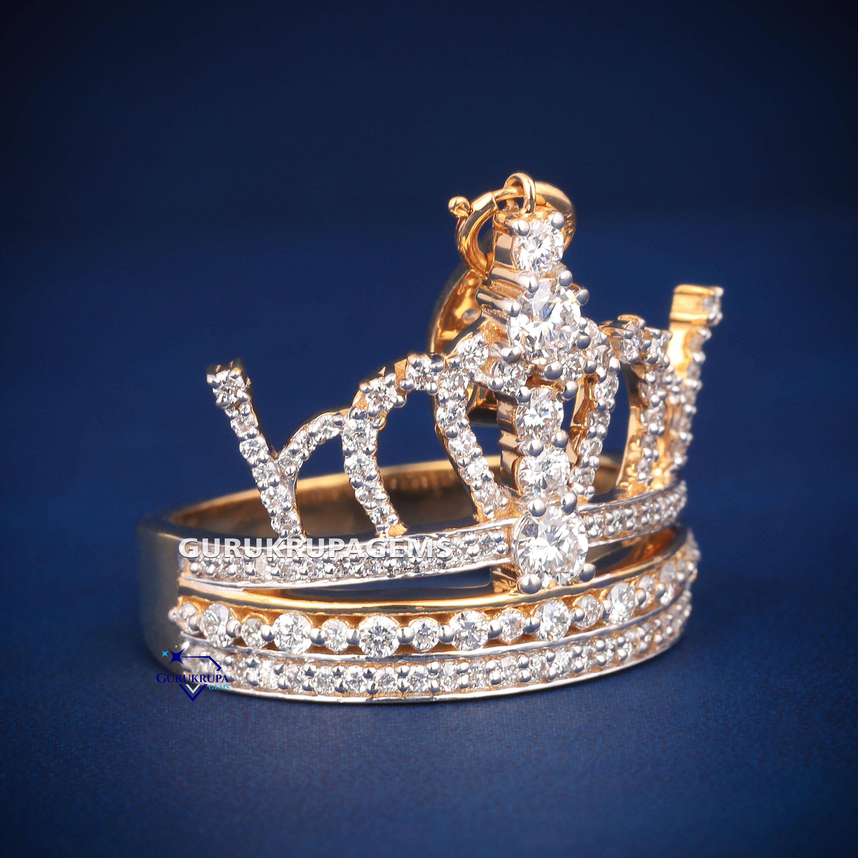 Luxury 2in1 Hip Hop Moissanite Diamond Crown Ring Pendant 925 Sterling Silver Iced Out Jewelry for Men Women