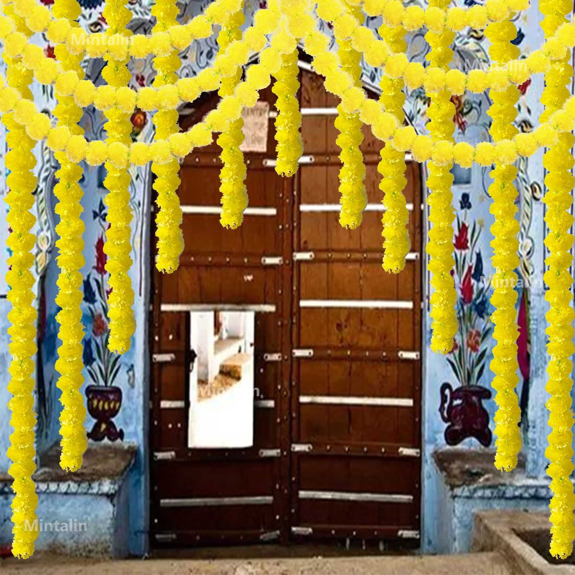 2 Pcs Marigold Flower Garland with Flowers for Diwali Mexican Dia de los Muertos DIY Wreath Day of The Dead Decor Party C250919