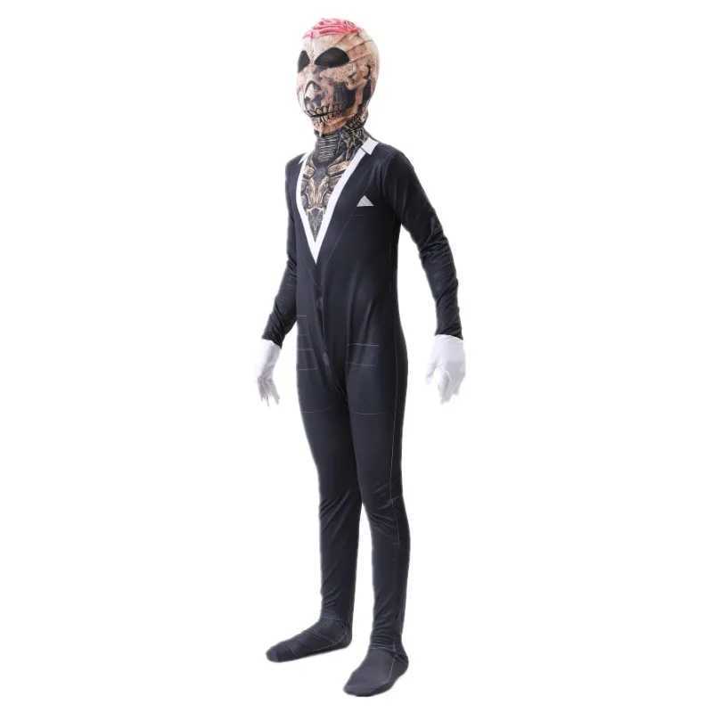 Kids Suit Skeleton Scary Costume Boys Printed Suit Gentleman Skeleton Bodysuit Boys Girls Halloween Role Play Costume L250918