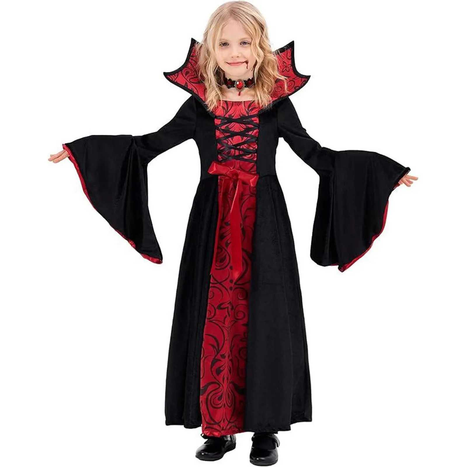 Kids New Vampire Costume Halloween Witch Dress Gothic Victorian Style Outfit Spooky Party Masquerade Elegant Cosplay Clothing L250918