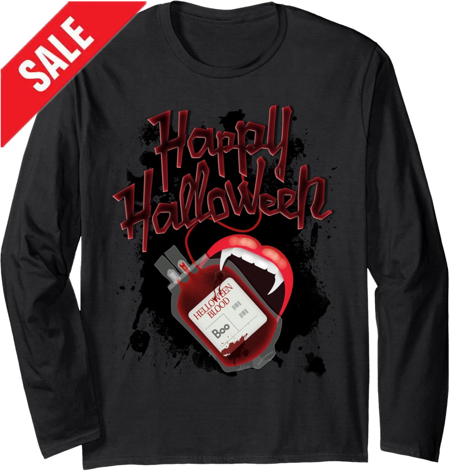 Long Sleeve Shirts for Men sweatshirt Funny Happy Halloween Creepy Boo Blood for Vampire Long Sleeve Tee Streetwear Casual tops clothes 2025