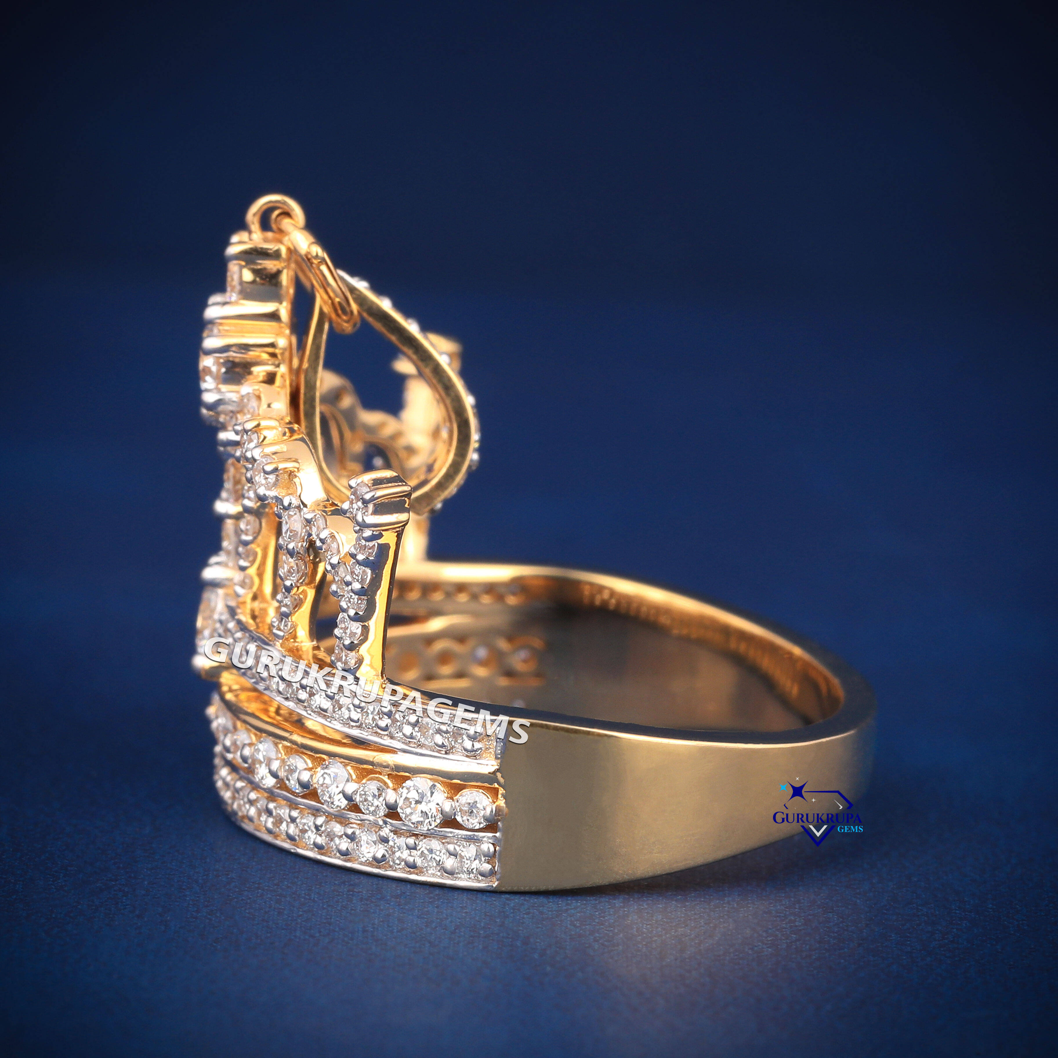 Luxury 2in1 Hip Hop Moissanite Diamond Crown Ring Pendant 925 Sterling Silver Iced Out Jewelry for Men Women