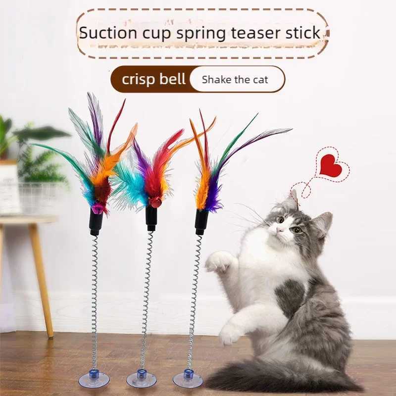 Spring Cat Toy Interactive Suction Cup with Spring Mouse Feather Pet Toy Random Color Cat Accessories X250918