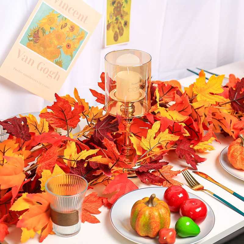 2M Artificial Maple Leaf Garland Thanksgiving Christmas Hanging Wall Decor Fake Fallen Leaves Autumn Decor Rattan Wedding Props C250919
