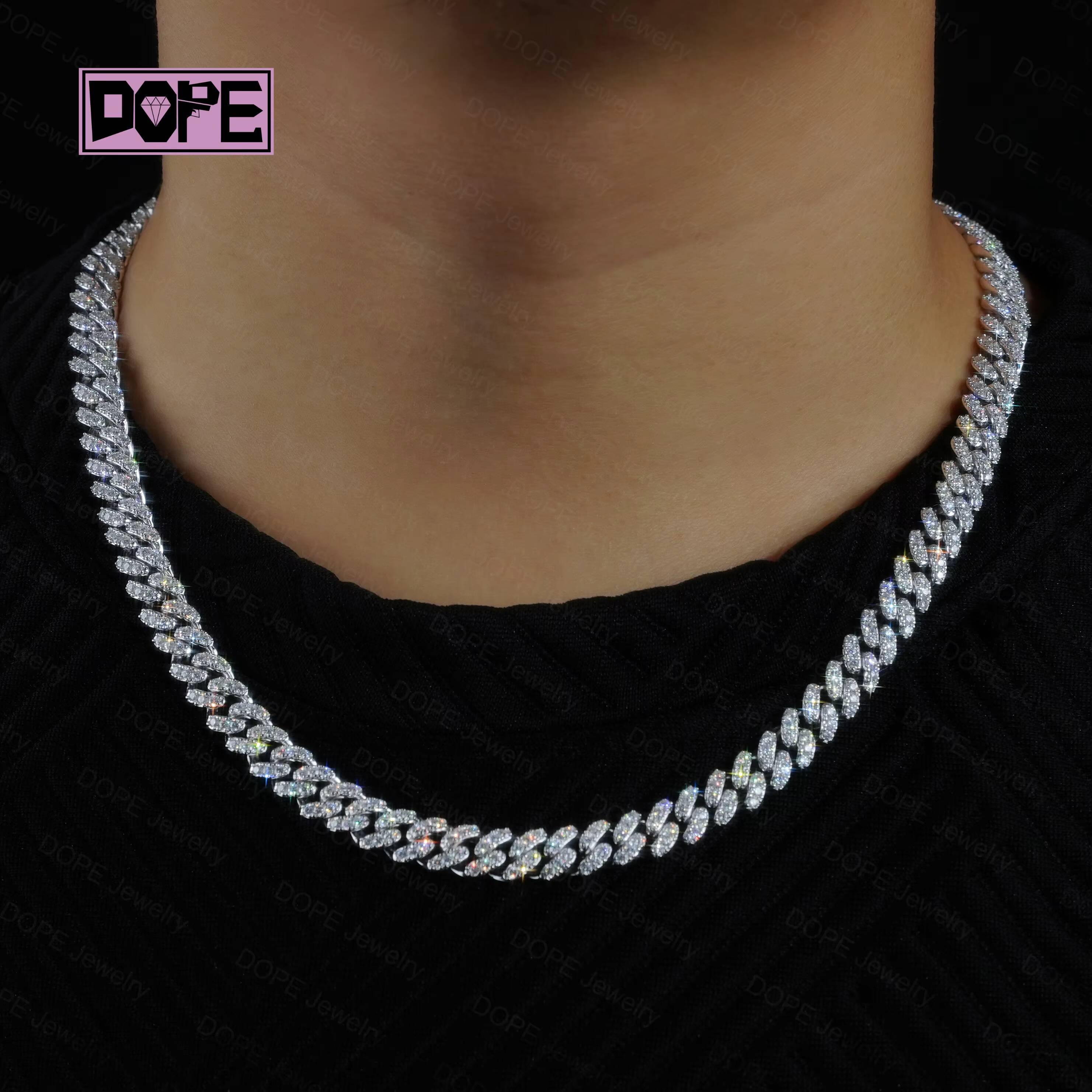 8MM Hiphop Moissanite Chain 925 Silver VVS Diamond Men Women Miami Moissanite Cuban Link Chain