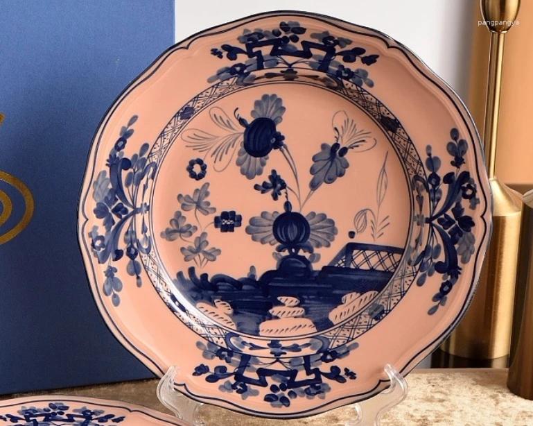 Plates 1pc 8 Inch 20cm Salad Plate Dessert Snack High Aesthetic Household Tableware Dessert Plate Salad BreakfastPlate Ceramic Flat