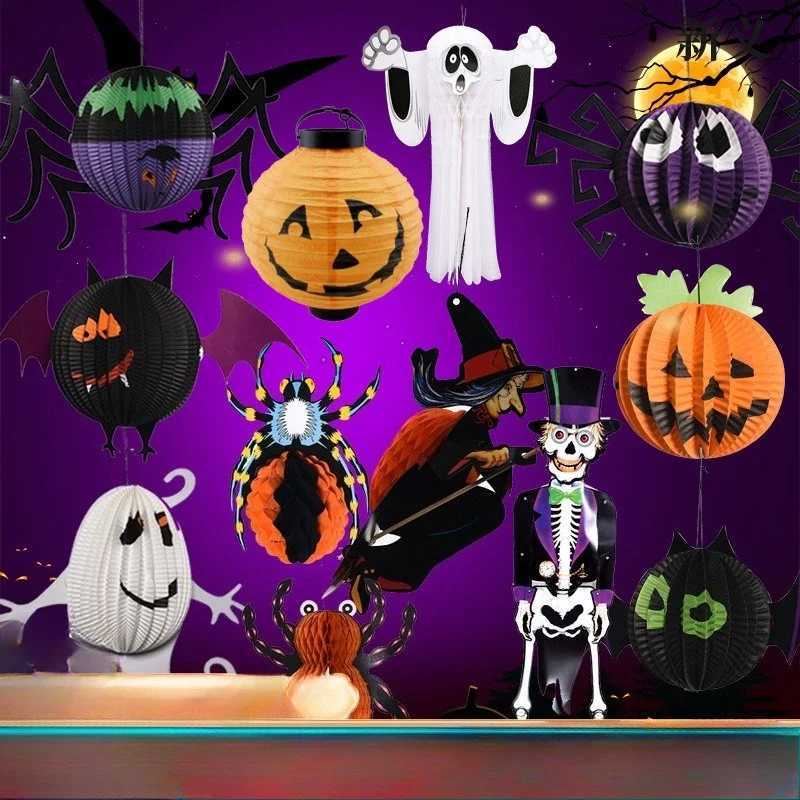 1pcs Halloween Hanging Paper Lantern Pumpkin Vampire Bat Spider Lanterns Halloween Spooky Decoration Party Supplies Props C250919