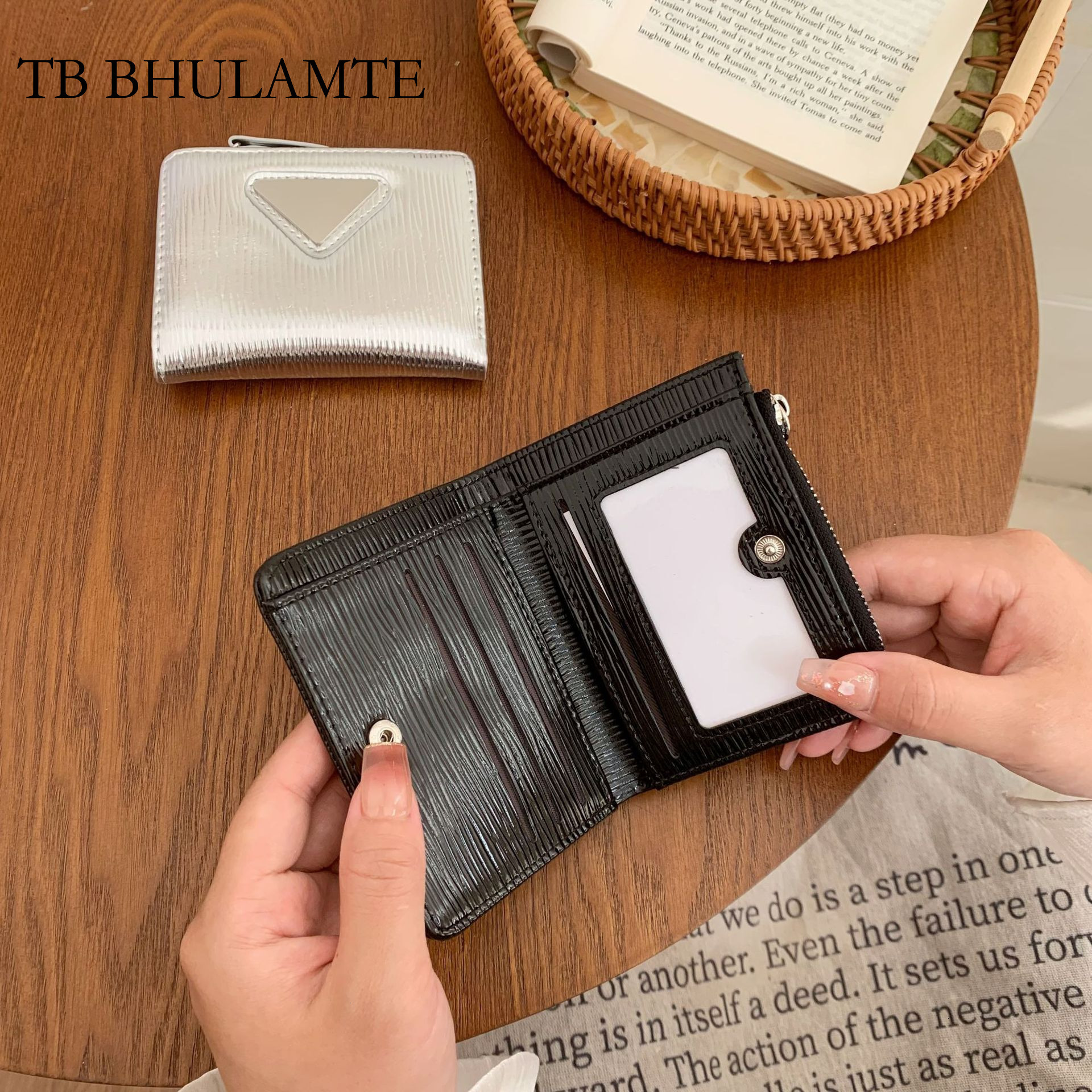 TB BHULAMTE Designer New Ins Super Hot Women's Short Wallet Luxury Fashion Card Bag Multi Layer Simple Coin Bag Solid Color
