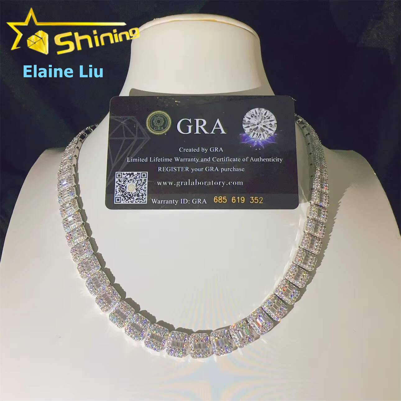 8mm Iced Out VVS Moissanite Diamond Sterling Silver 925 Miami Cuban Link Chain Necklace Moissanite Hip Hop Jewelry