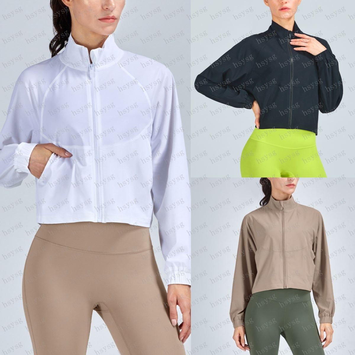 Sportwear Sunscreen jacket Women Yoga Womens Workout Sports gym Coat Fitness Jackets Sports Quick Dry Activewear Top Solid Zip Up Sweatshirt