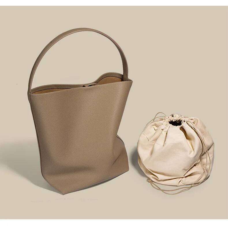 Designer Bag Luxury Bag Soft Cowhide Bucket Commuting Large Capacity Lazy Style One-Shoulder Armpit Big Leather Women's Bag