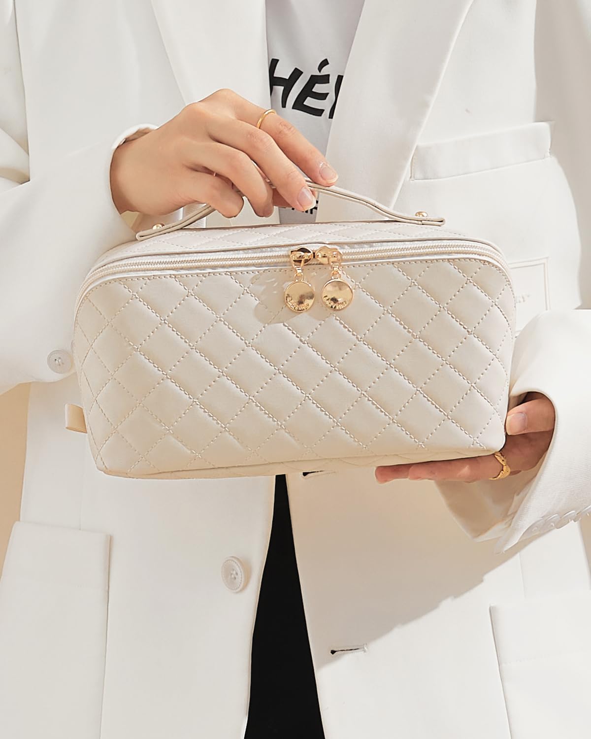 Waterproof Flat Lay Cosmetic Bag Ample Storage Cute Printed Women Travel Makeup Organizer Pouch