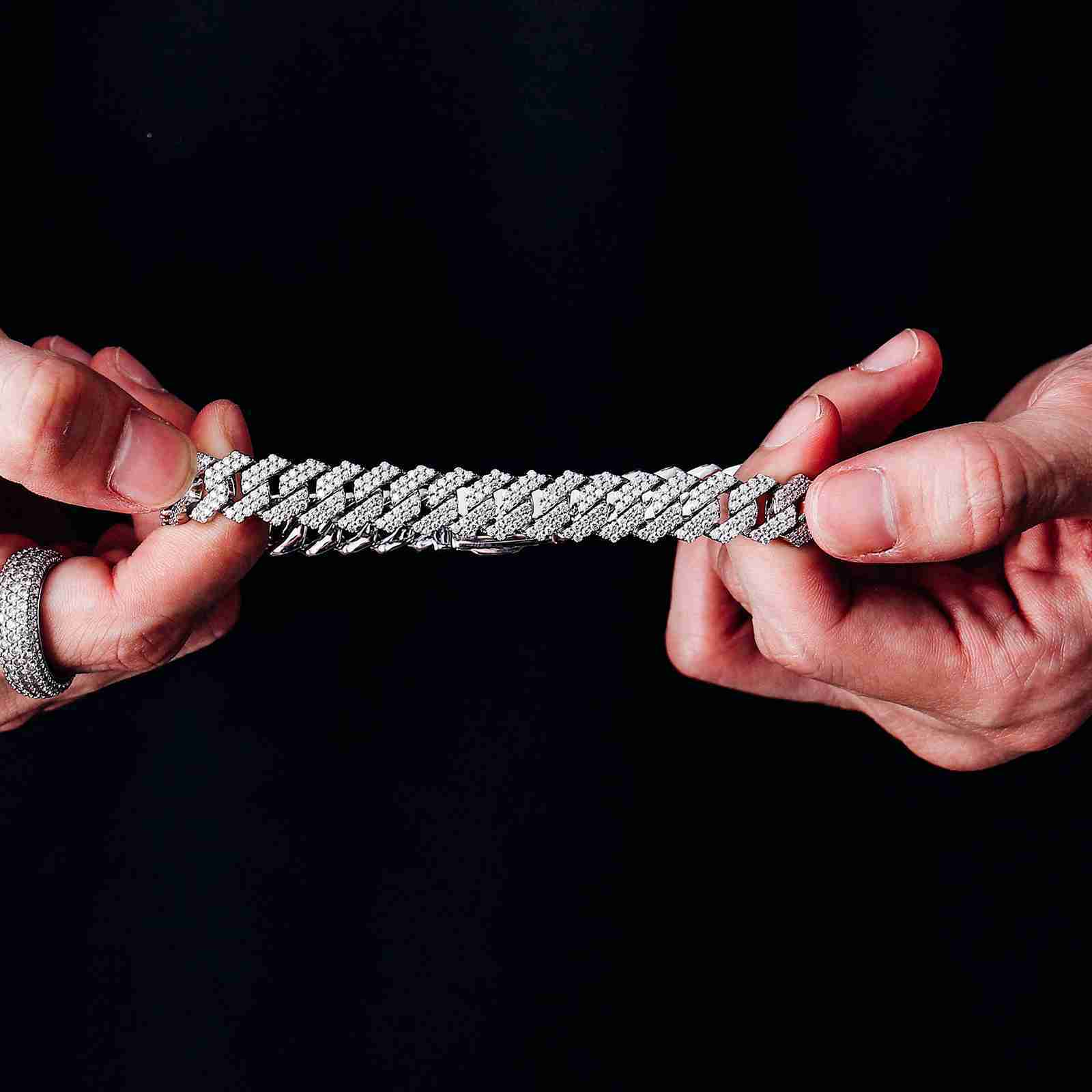 S925 Sterling Silver 15MM Iced Hip Hop VVS Moissanite Cuban Link Bracelet Shining Jewelry for Party Passes Diamond Tester Gift