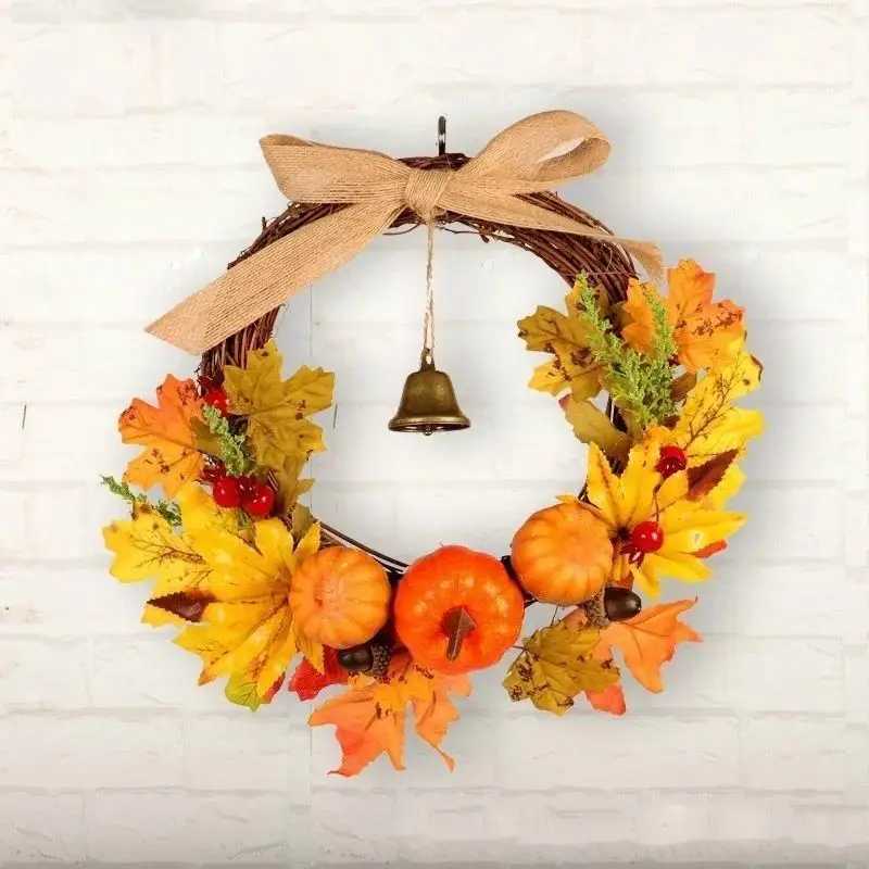 Thanksgiving Halloween Door Hanging Pumpkin Maple Leaf Bell Garland Household Decoration Halloween Wall Hanging Halloween Decor C250919