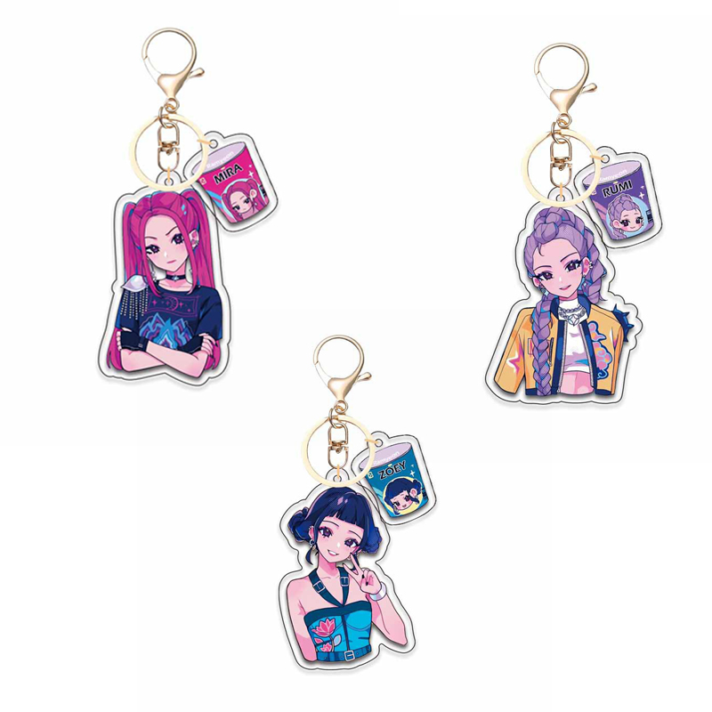 Kpop Demon Hunters K-POP peripheral finely Anime Pendant Keychains Holder Car Key Ring Mobile Phone Bag Hanging Cute Kawaii
