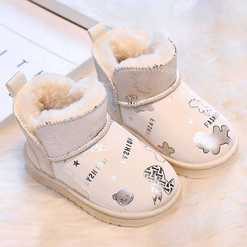 2025 New Kids Fashion Print Snow Boys Girls Warm Plus Cashmere Lined Non-slip Outdoor Shoes Children's Casual Boots