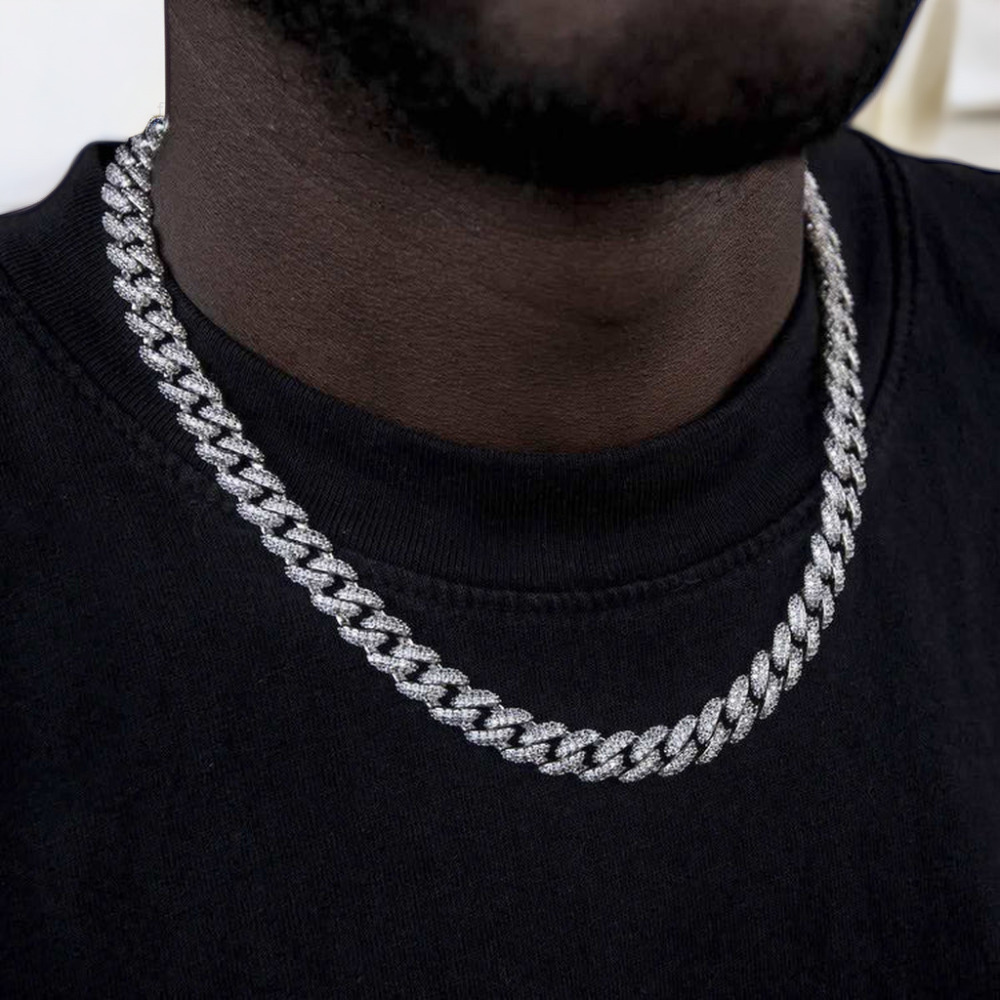 Customized Trendizable 14MM Cuban Link Chain Iced Out VVS Diamond 925 Silver Hiphop Moissanite Cuban Chain