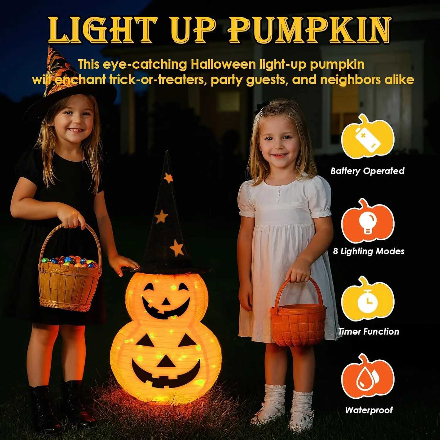 1pcs Halloween Pumpkin Decorations Collapsible JackoLantern Pumpkin Lights for Indoor Outdoor Home Party Yard Decorations C250919