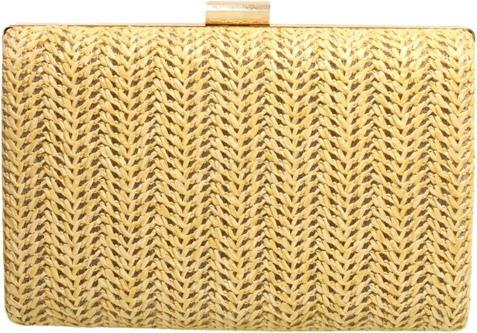 Women Box Shape Straw Clutch Purse Raffia Woven Handbag Summer Beach Crossbody Bag for Wedding PartyZ250919