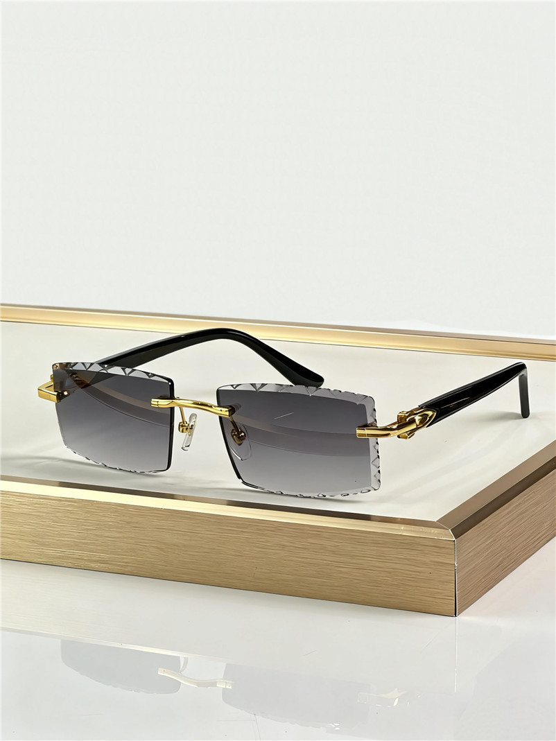 New fashion design square sunglasses 0049 metal frame rimless cut lens simple and popular style high end outdoor UV400 protection eyewear