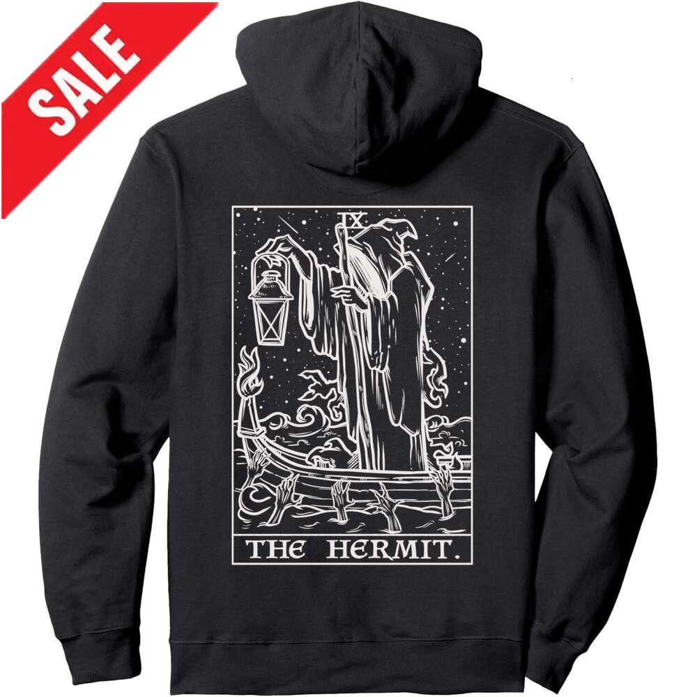 Hoodie for Mens Womens The Hermit Tarot Card Goth Halloween Grim Reaper Back Print Pullover Hoodie Graphic Hoodies Sweatshirt Casual Long Sleeve 2025