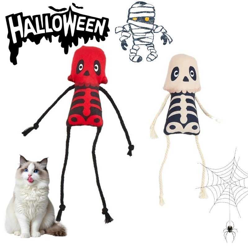Catnip Plush Cat Toys Halloween Skeleton Design Cats Dogs Interactive Toys with Rope Limbs Cute Pet Resistant To Bites Fun Toys X250918