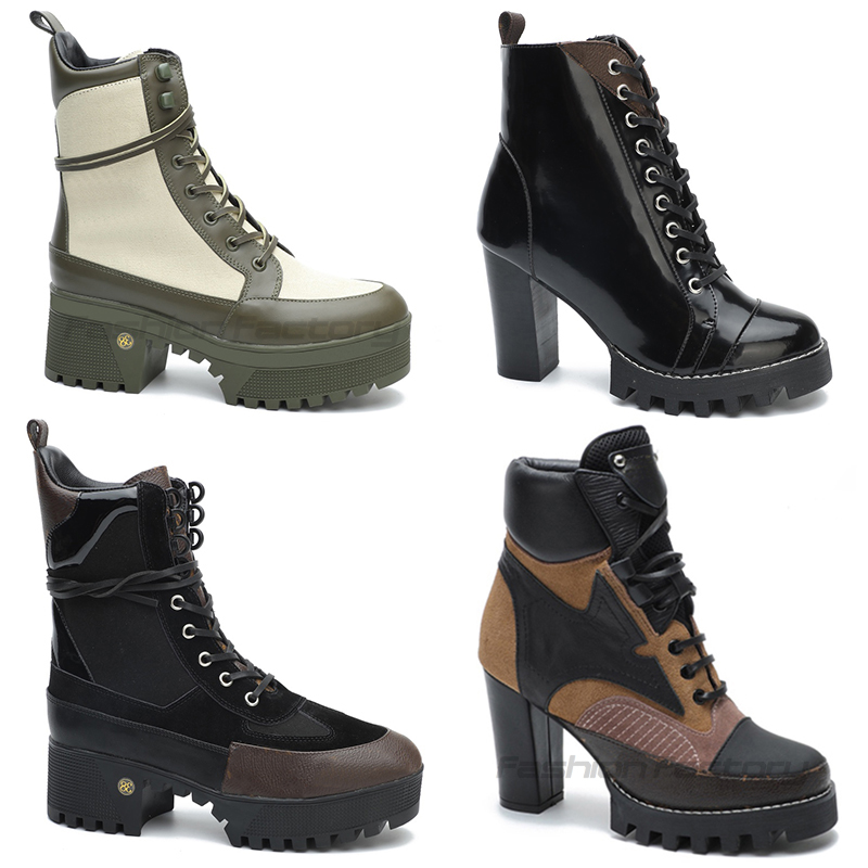 Designer classic women laureate platform desert boot High Heels Ankle Boot Autumn winter Fashion Leather Lace-up Martin booties Ladies Desert Trail Boot