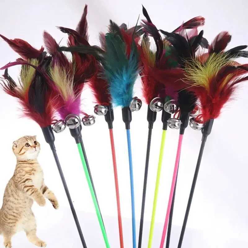 Funny Cat Stick Colorful Feathers Tease Cats Sticks Training Interactive Toys for Cats Fishing Rod Cat Accessories Pet Supplies X250918