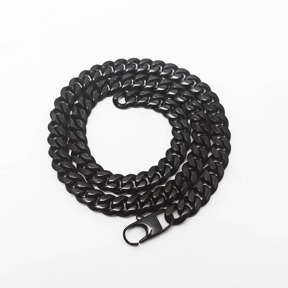 NUOYA 10MM Stainless Steel Black Plated Cuban Link Chain Men Gold Chains Hip Hop Style Miami Curb Necklace Custom Jewelry