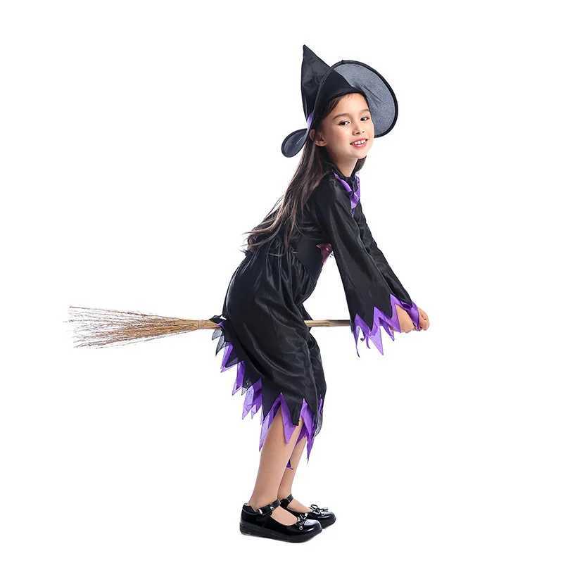 Girls Classic Wicked Bat Witch Cosplay Fancy Dress Kids Halloween Theme Party Costume L250918