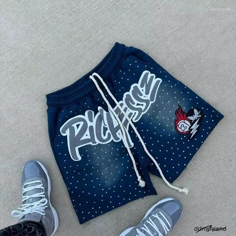 Men's Shorts Haruku Rhinestone Letter-Printed Sweatpants Fashion Quick-Drying And Downhill Casual Motorcycle ddmyfriend
