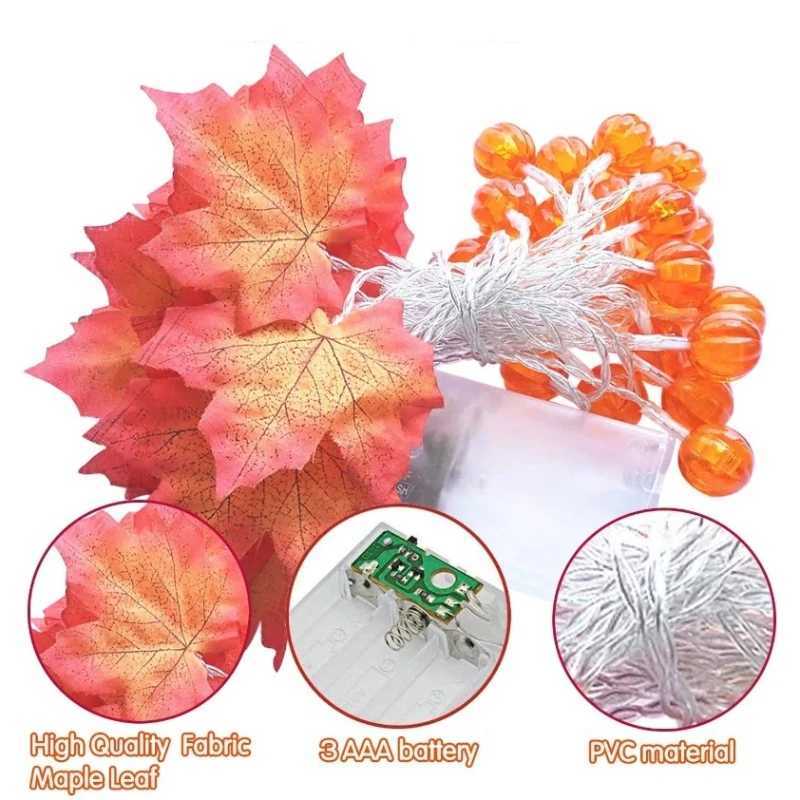 Halloween LED Pumpkin Maple Leaf Fairy Light Battery Powered String Lights For Garden Bedroom Party Christmas Tree Decoration C250919