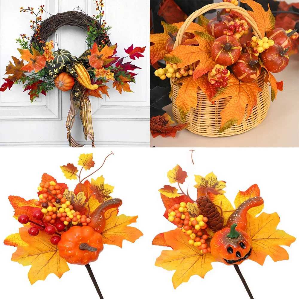 Artificial Maple Leaf Pumpkin Berry Branches Autumn Harvest Home Table Ornament DIY Thanksgiving Halloween Party Decorations C250919