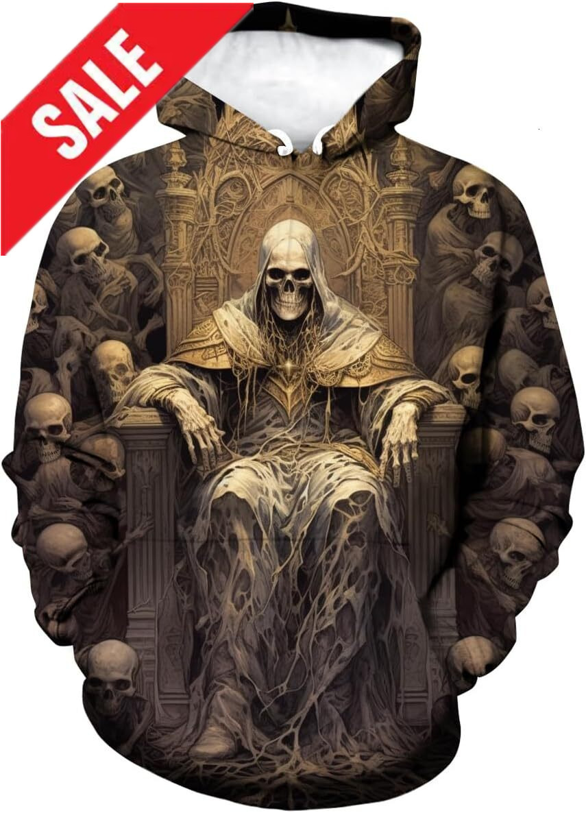 Halloween Hoodie for Mens Womens Novelty Skull Print Hoodie Sweatshirt Pullover with Pocket Graphic Hoodies sweatshirt Pullover 2025
