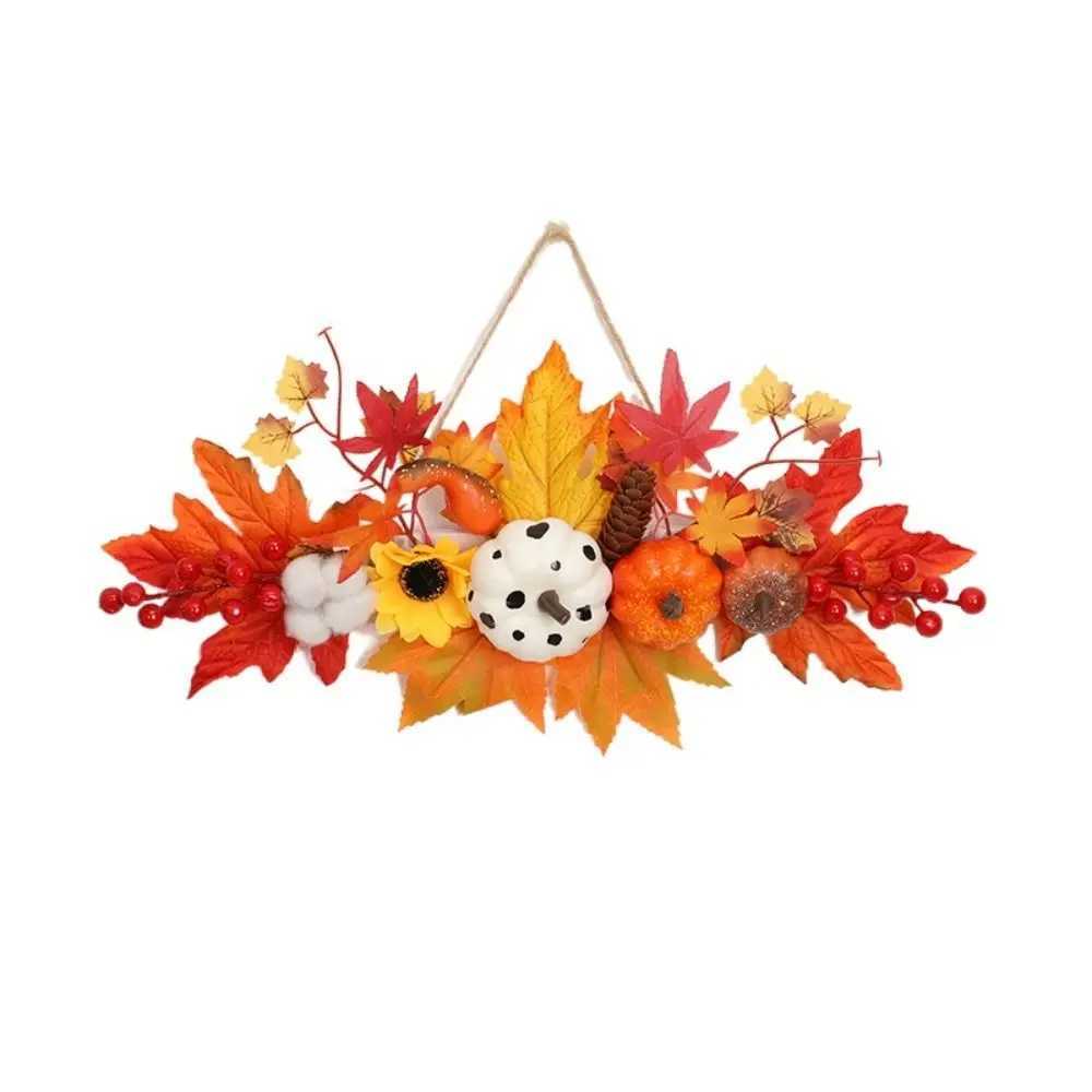 Artificial Halloween Maple Leaf Pumpkin Pendant Durable Festive Atmosphere Wall Hanging Props Reusable C250919