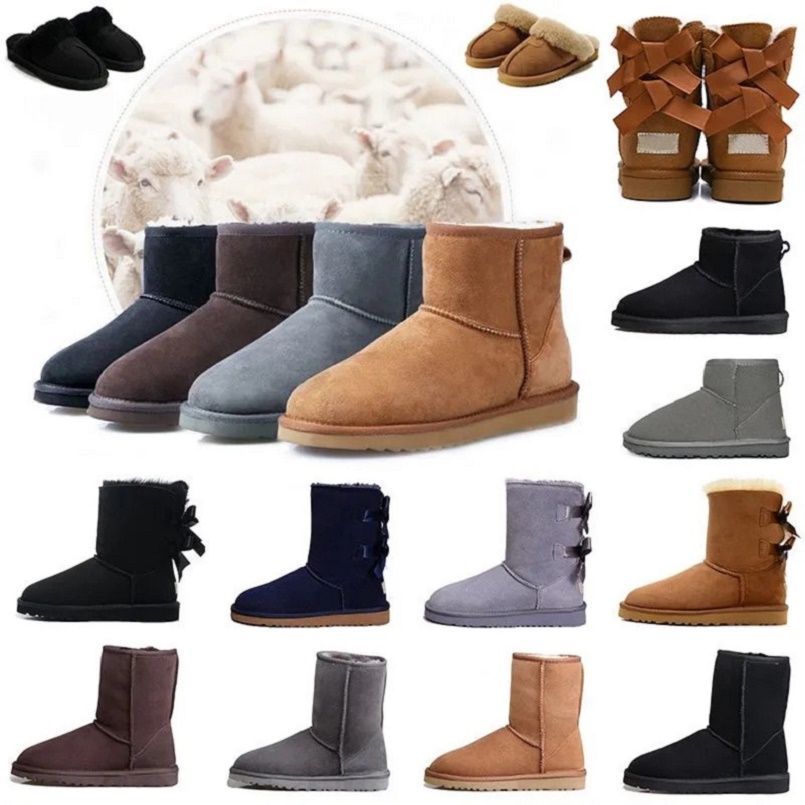 2025 designer boots women ultra mini tasman slippers booties tazz platform shoes snow chestnut wool winter fluffy boot fur ankle sheepskin top quality cotton 36-48
