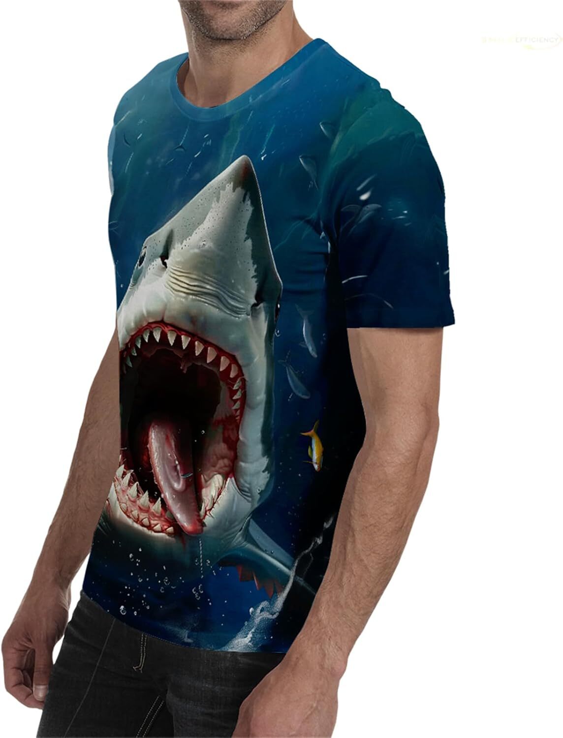 Mens T shirt Mens Shark Ocean Graphic T-Shirt Shark Attack Humorous Marine Biology Animal Science Pattern Male Breathable Tee Top T-Shirt Shirts Tshir