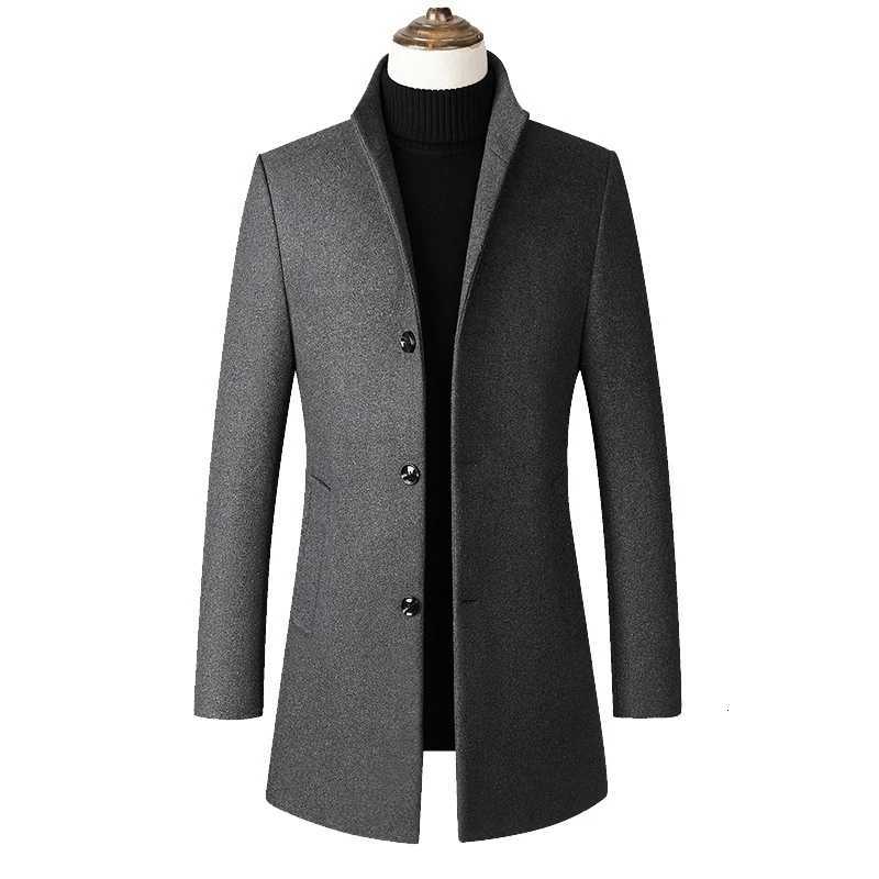 Winter Jacket Men Wool Coat Oversized Solid Stand Collar Thicken Business Casual Overcoat Mens Clothing Woolen Pea Coat A2F9002 X250919 - view 3