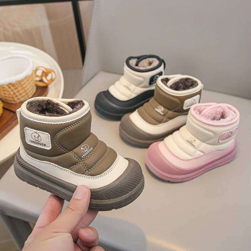 2025 New Plush Snow for Children Thick Warm Boy's Girl's Cotton Shoes Waterproof Kid's Winter Boots Veet Shoe