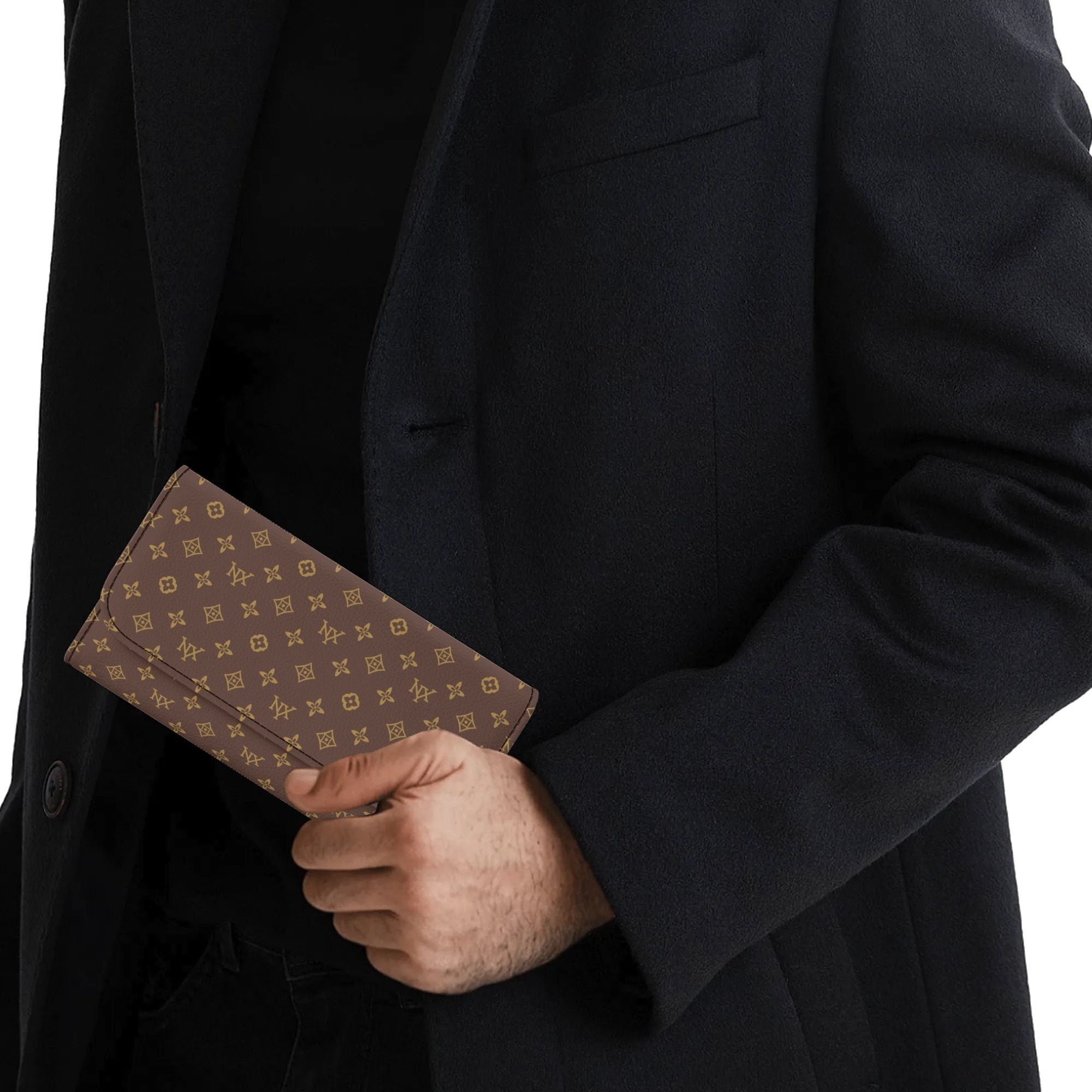 NXY Lychee Patterned Tri Fold Long Wallet designer men wallets card holder mens Fashionable and versatile classic brown flower wallets with dust bag