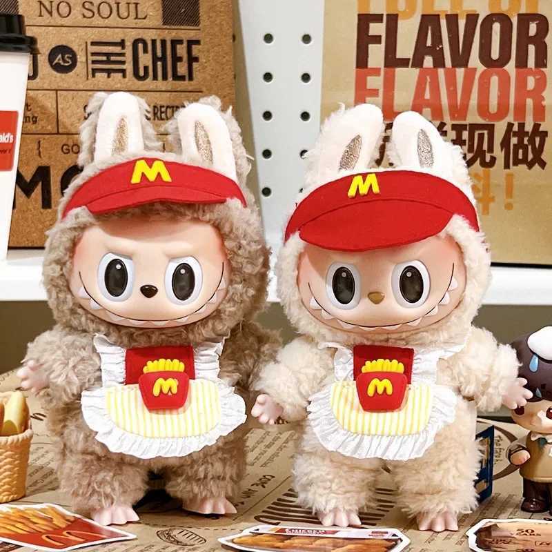 Labubu Doll Clothes 17cm French Fries Apron M Hat Set Cute Role Play Costume Accessories for 1520cm Plush Dolls Kids Gift C250919
